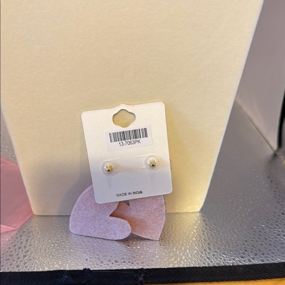 Hot Pink Heart Shaped Statement Earrings - Picture 2 of 3